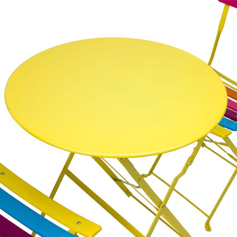 Alpine Corporation Indoor/Outdoor 3-Piece Bistro Set Folding Table and Chairs Patio Seating