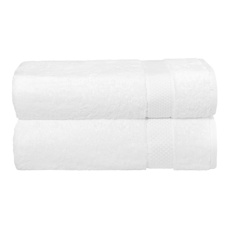 Authentic Hotel and Spa 100% Aeagean Long Staple Turkish Cotton STARLIGHT Terry Bath Towels (Set of 2) - White
