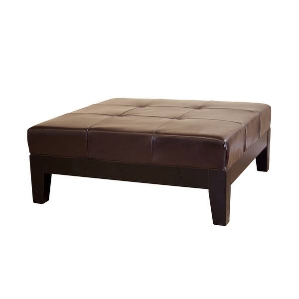 Shop Jason Dark Brown Large Leather Square Cocktail Ottoman