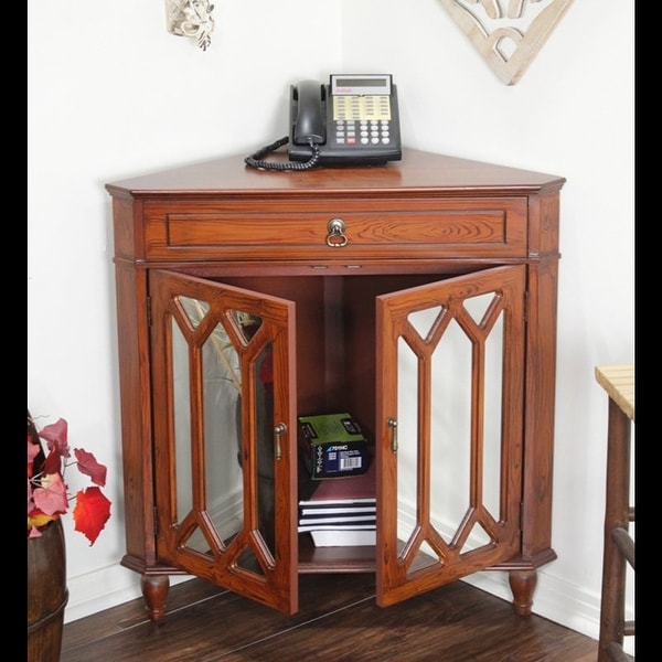 Shop 1-Drawer, 2-Door Corner Cabinet W/Hexagonal Mirror ...