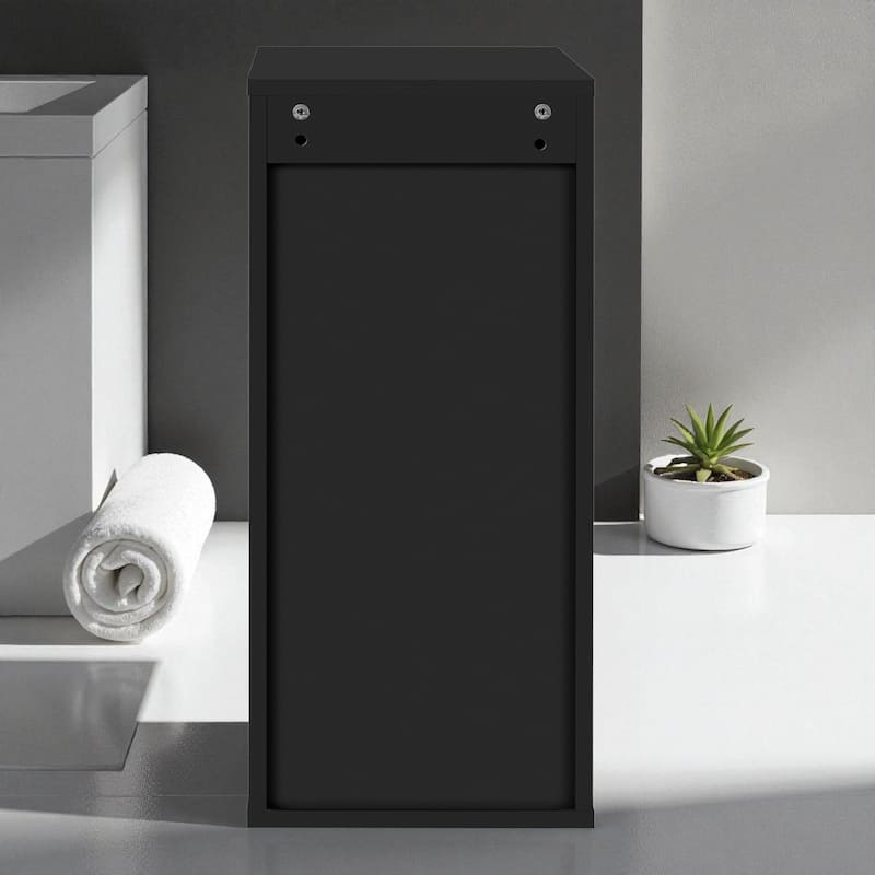 12" Wall Mounted Floating Bathroom Side Cabinet with Drawers, Modern MDF Storage Cabinet with L-Shape Handles