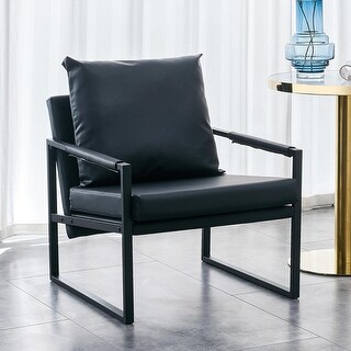 PU Leather Accent Arm Chair Modern Upholstered Armchair with Metal ...