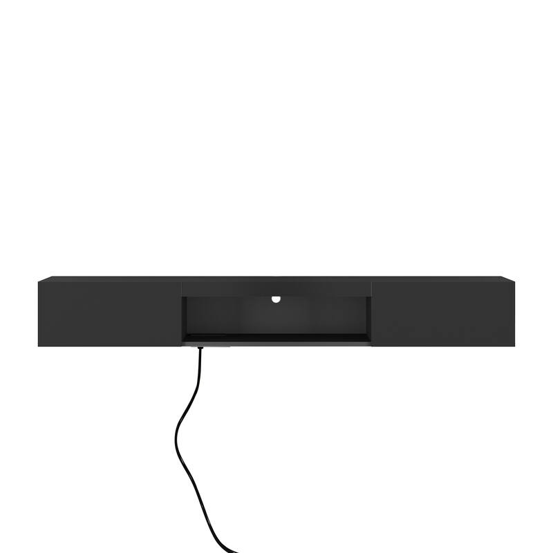 Floating TV Stand Wall Mounted with 16 Color LEDs, 63" Modern TV Stand, Entertainment Center with Open Storage Compartment
