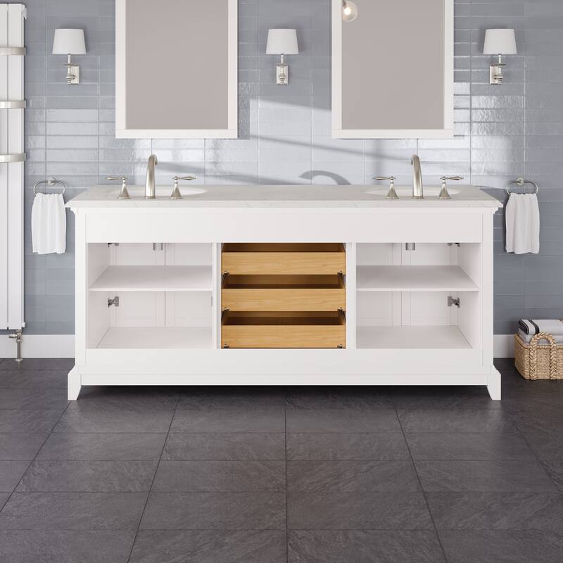 Elite Stamford Bath Vanity with Carrara Quartz Top and Porcelain Sink