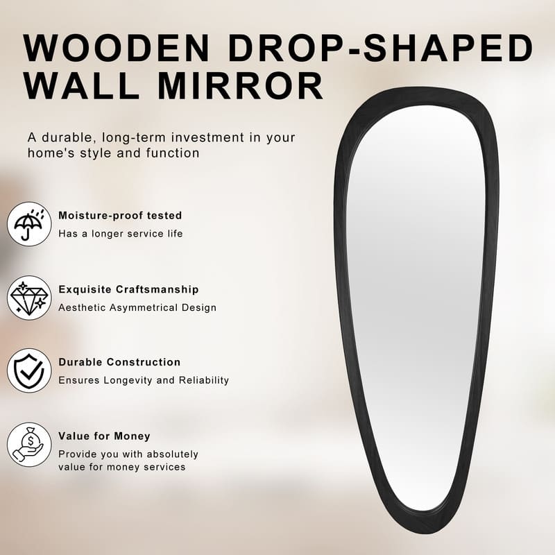 Irregular Mirror Asymmetrical Wood Wall Mirror