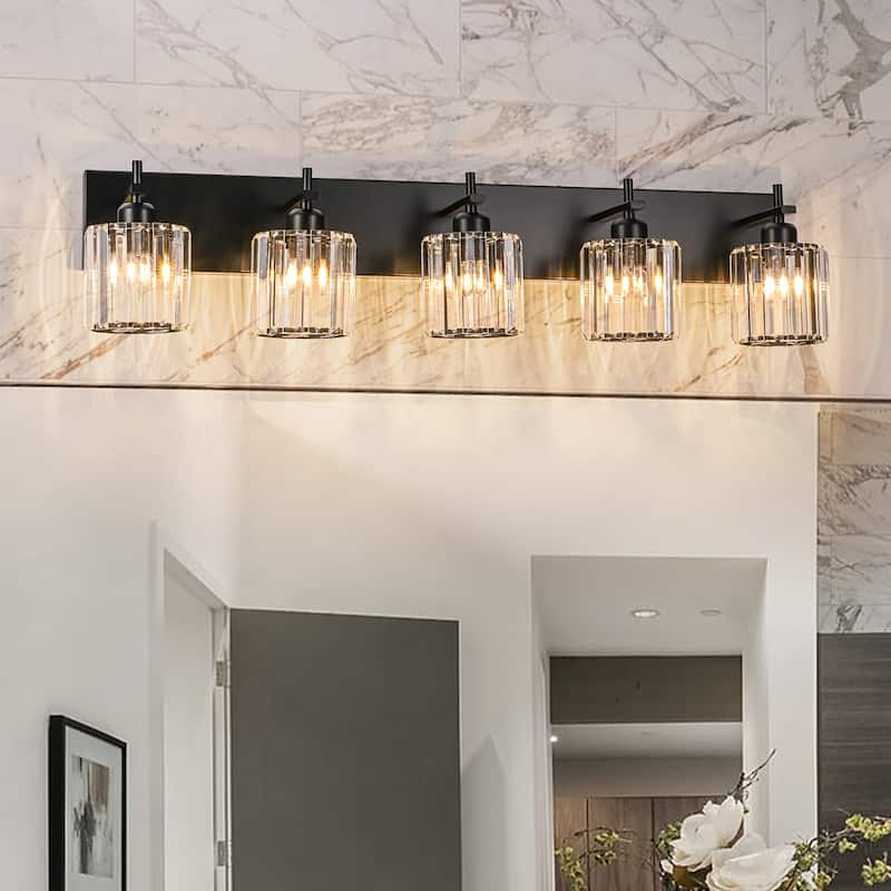 Mid-Century Modern Dimmable Bathroom Vanity Light Crystal Glass Wall Sconce