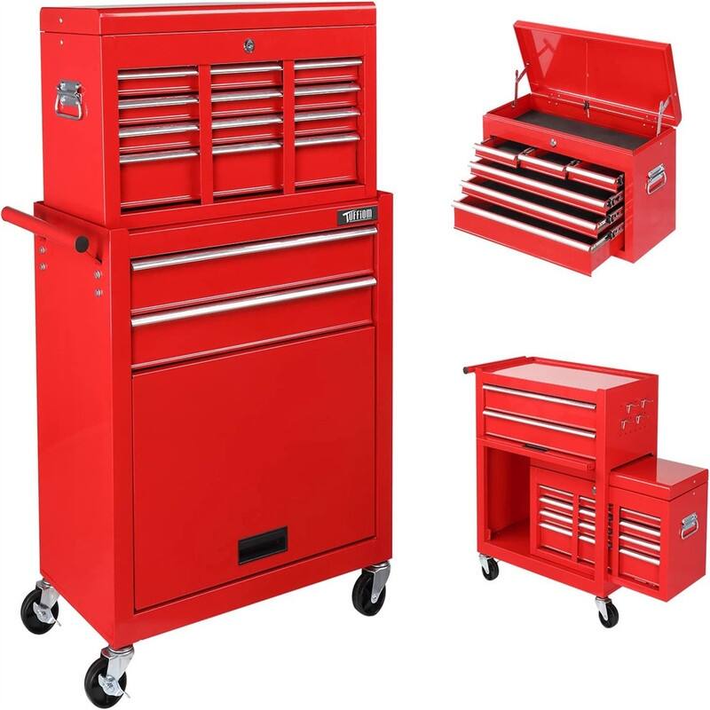Rolling Tool Chest with Wheels Garage Storage Cabinet Tool Box - 13"D x 26.8"W x 42.1"H