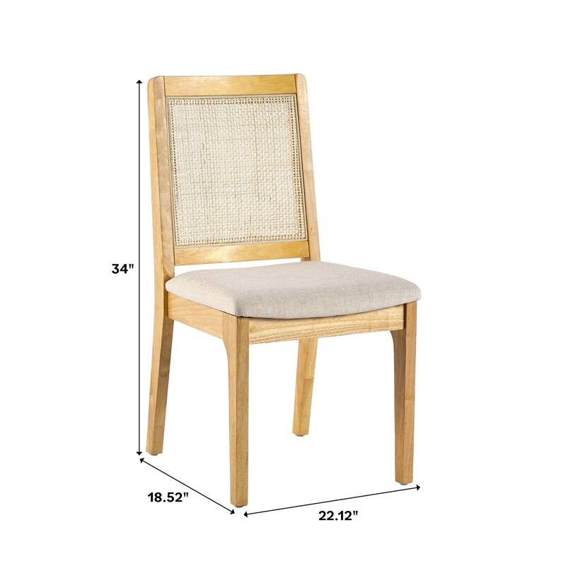 Modern Solid Wood Dining Chair with Rattan Inset Back