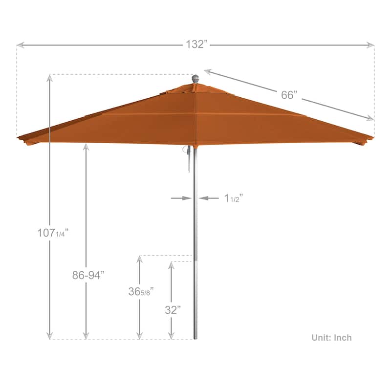 California Umbrella Anodized Silver Finish Aluminum 11-foot Round Outdoor Umbrella