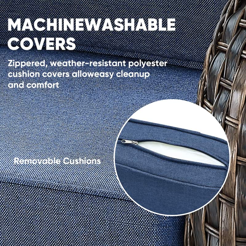 Outdoor Patio Loveseat Sofa with Coffee Table