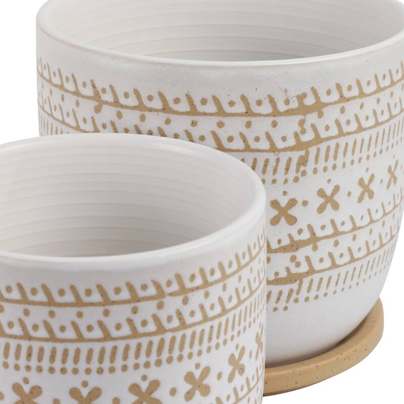 Ceramic Circular Saucer Planters Set of 2 - 6/8 in.