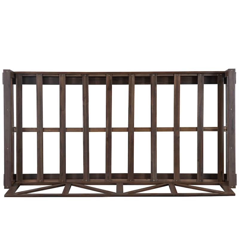 Acacia Wood Twin Size Patio Swing Bed Modern Porch Swing Hanging Bed Frame with 16.4ft Hemp Ropes