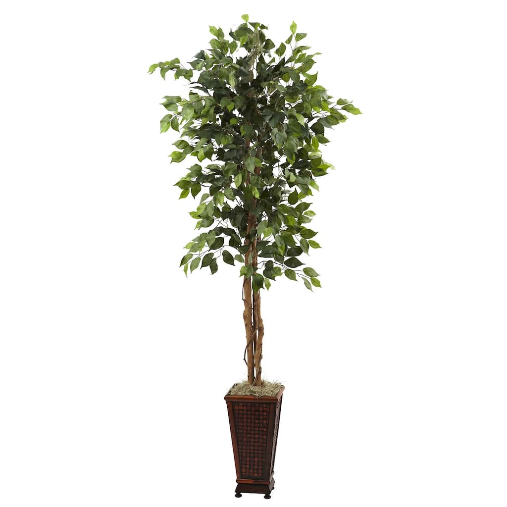 Artificial Tree 6.5ft with Planter - Realistic Silk Faux Tree Indoor Outdoor Decor - 6.5ft.