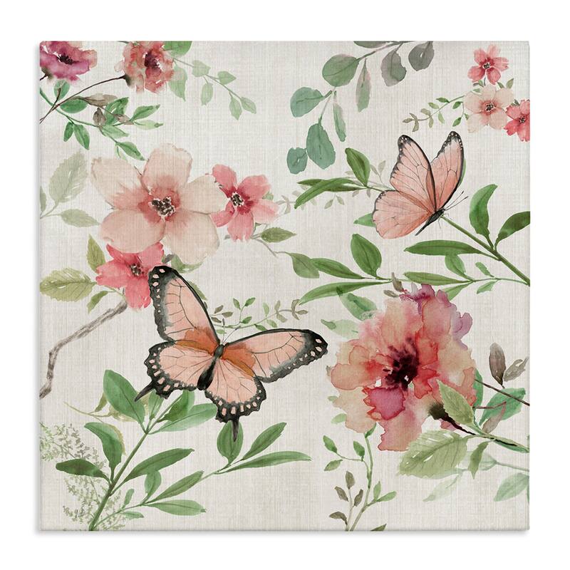 Stupell Country Cottage Florals in Pink Canvas Wall Art Design By Nan - 30 x 30
