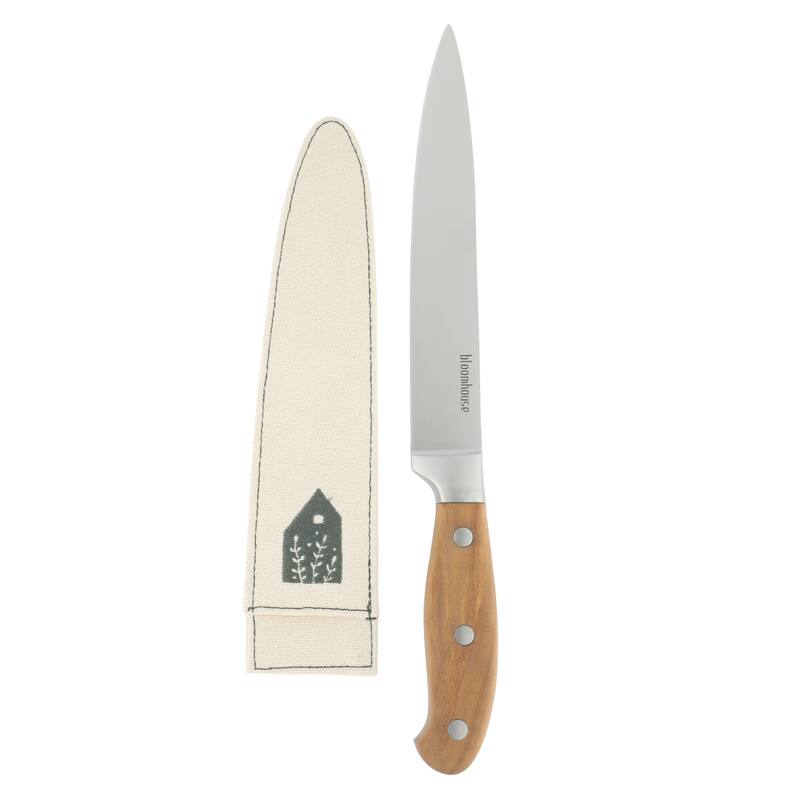 Bloomhouse 8 Inch German Steel Slicer Knife W/ Italian Olive Wood Forged Handle