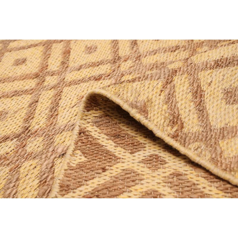 ECARPETGALLERY Flat-Weave Palas Denizli Light Gold Kilim - 5'3 x 7'6