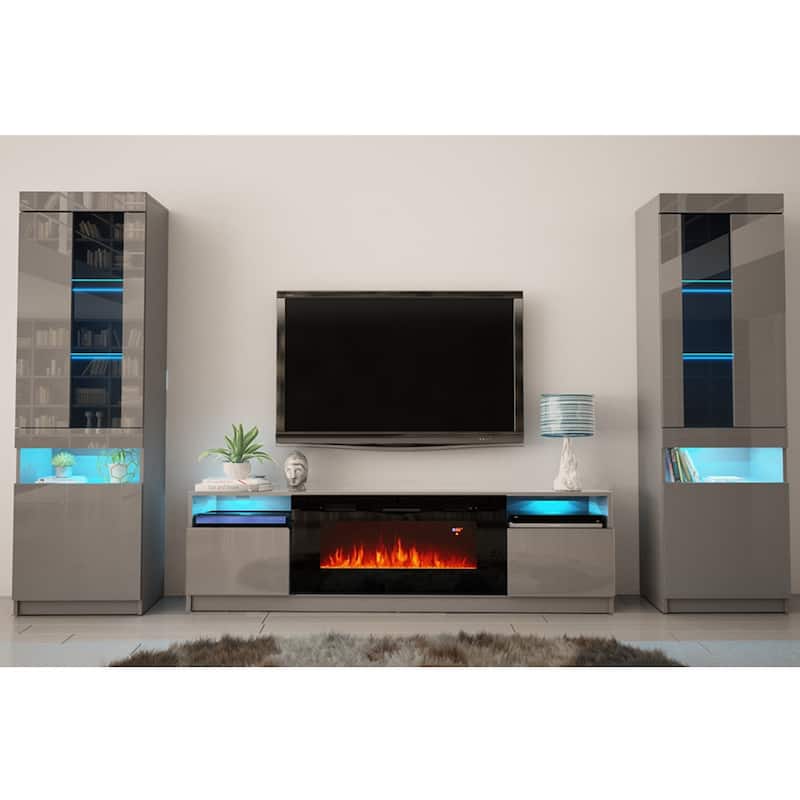 York 02 Electric Fireplace Wall Unit Entertainment Center