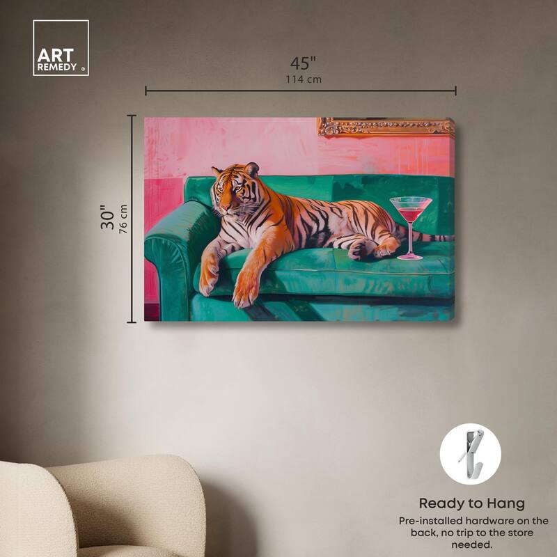 Lounging Tiger Canvas by Art Remedy, Gallery Wrapped