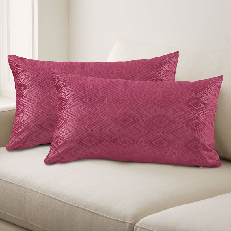 Tonopah Ikat Velvet Throw Pillow Cover Set, NO INSERT - 14" x 26" - Garnet