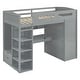 preview thumbnail 10 of 18, Twin Loft Bed with Desk & Wardrobes, Wood Loft Bed w/4 Drawers & 4 Shelves for Kids Teens Boys Girls, No Box Spring Needed, Grey