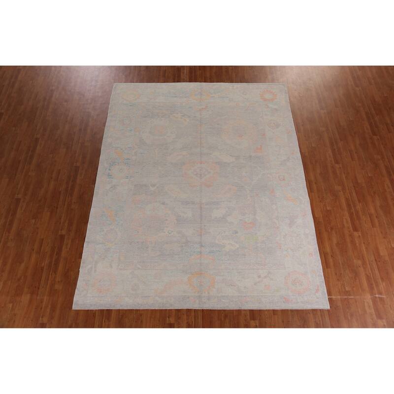 Hand Knotted Oriental 100% Wool Carpet Transitional All-Over Purples Oushak Area Rug - 11' 5'' X 9' 0''