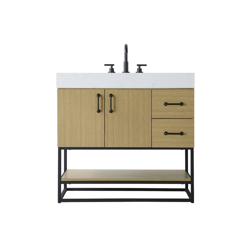 Elegant Lighting VF29236 Caroline 36" Free Standing Single Basin - Honey Brown