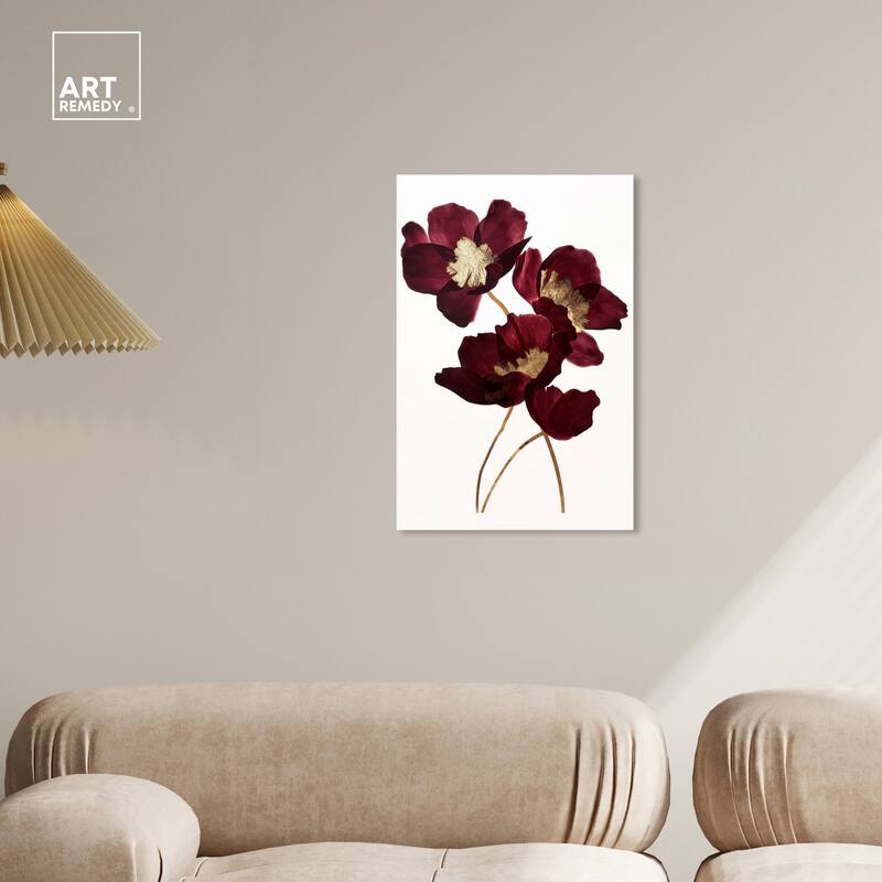 Art Remedy Wine Flowers Gallery Wrapped Floral Fine 1 Piece Canvas Wall Art