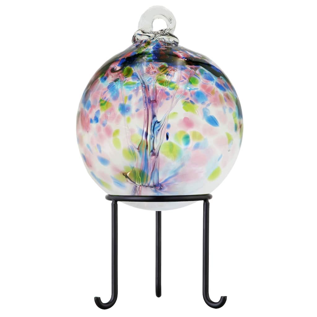 Tree Of Life 6In Hope Hand Blown Glass Ball With Stand