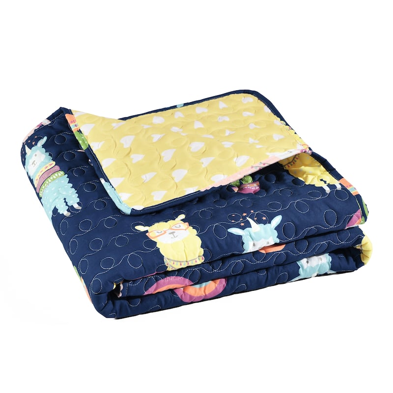 Lush Decor Southwest Llama Cactus Reversible Throw Blanket