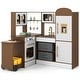 preview thumbnail 1 of 28, Costway Corner Kitchen with Lights and Sounds Interactive Wooden - See Details Brown