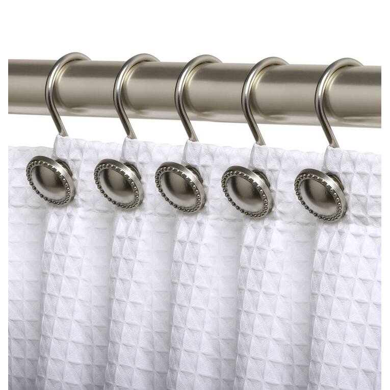 Utopia Alley Rustproof Zinc Shower Curtain Rings for Bathroom, Set of 12 - Brushed Nickel