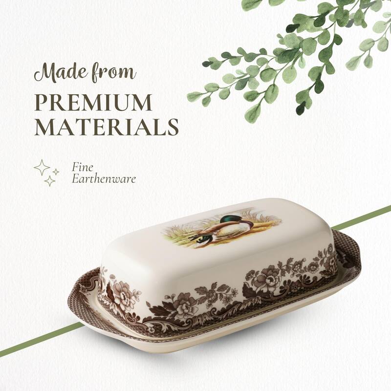 Spode Woodland Covered Butter Dish - 8 in by 4 in