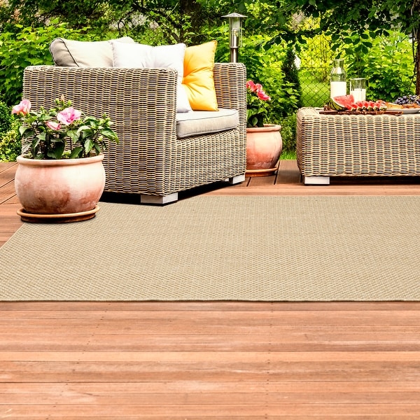Veranda Woven Solid Sand Indoor-Outdoor Area Rug. Opens flyout.