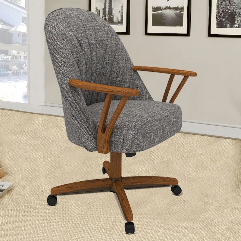 Chromcraft Cliff Caster Dining Chair in Solid Wood Chestnut Finish - Single - Chestnut - Short - 16-22 in.