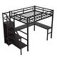 preview thumbnail 6 of 9, Metal Loft Bed with L-Shaped Desk and USB
