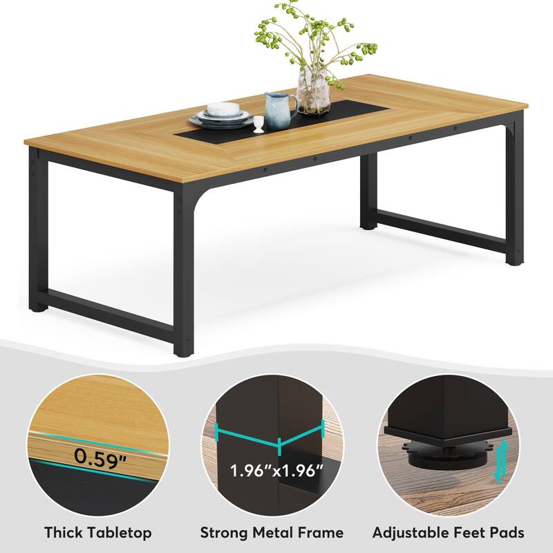 78.74 Inches Modern Dining Table for 8-10, Rectangular Kitchen Table - 78.7"W x 39.4"D