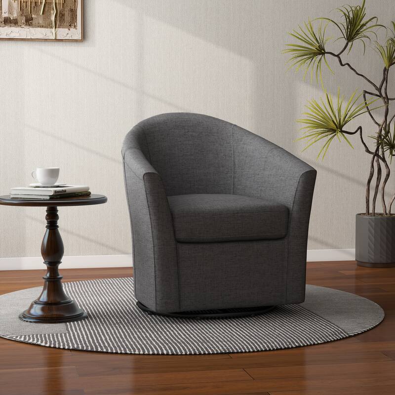 Linen Armchair Swivel Barrel Accent Chairs for Living Room