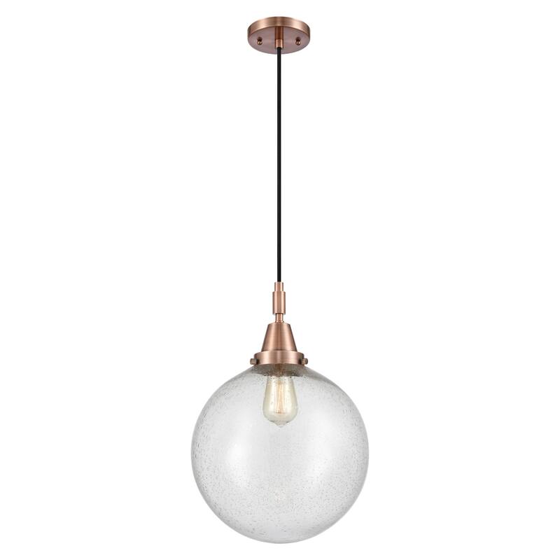 Innovations Lighting Downtown Urban - Caden Beacon - 1 Light 12" Cord Hung Mini Pendant - Antique Copper/Seedy Shade