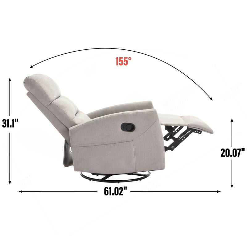 Manual Recliner Chair with Rocker and Swivel for Comfortable Living Room Seating