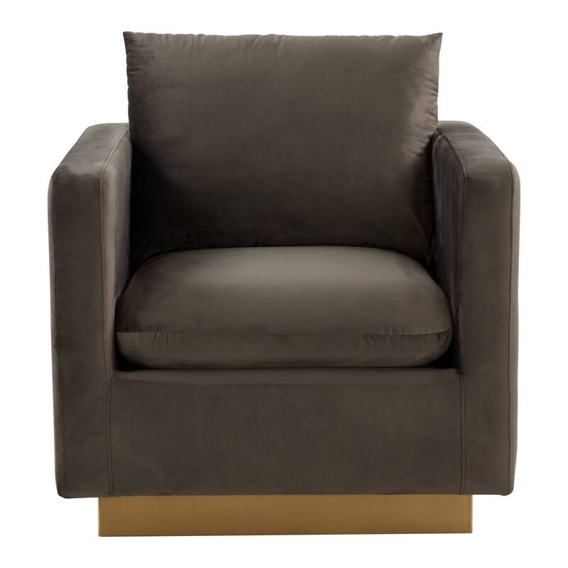 Nervo Velvet Modern Single Seater Sofa, Accent Arm Chair with Gold Stainless Steel Square Base for Living Room & Bedroom - 32.67