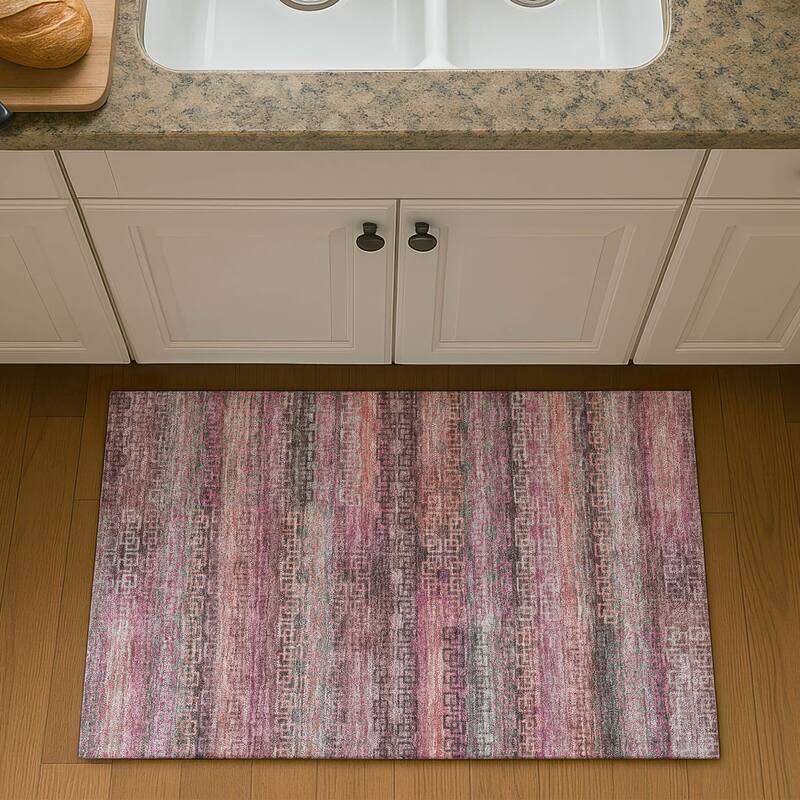 Premium Washable Super Soft Modern Stripe Mayfield Rug - Pink - 1'8" x 2'6"