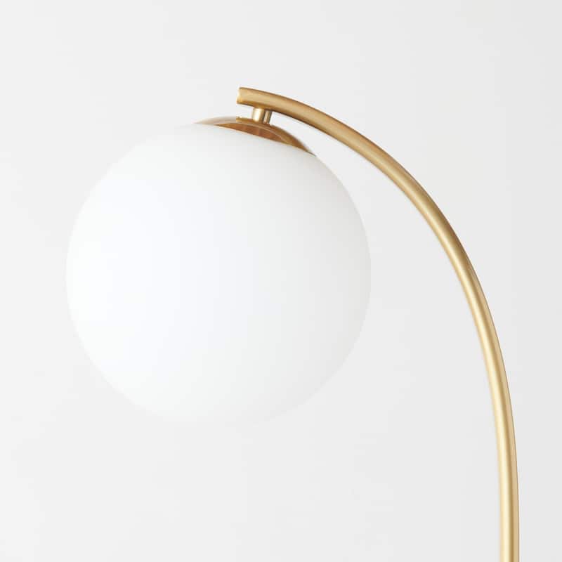 Brightech Luna Drop 75 in. Antique Brass Modern LED Super Bright Floor Lamp with Frosted White Glass Globe Shade