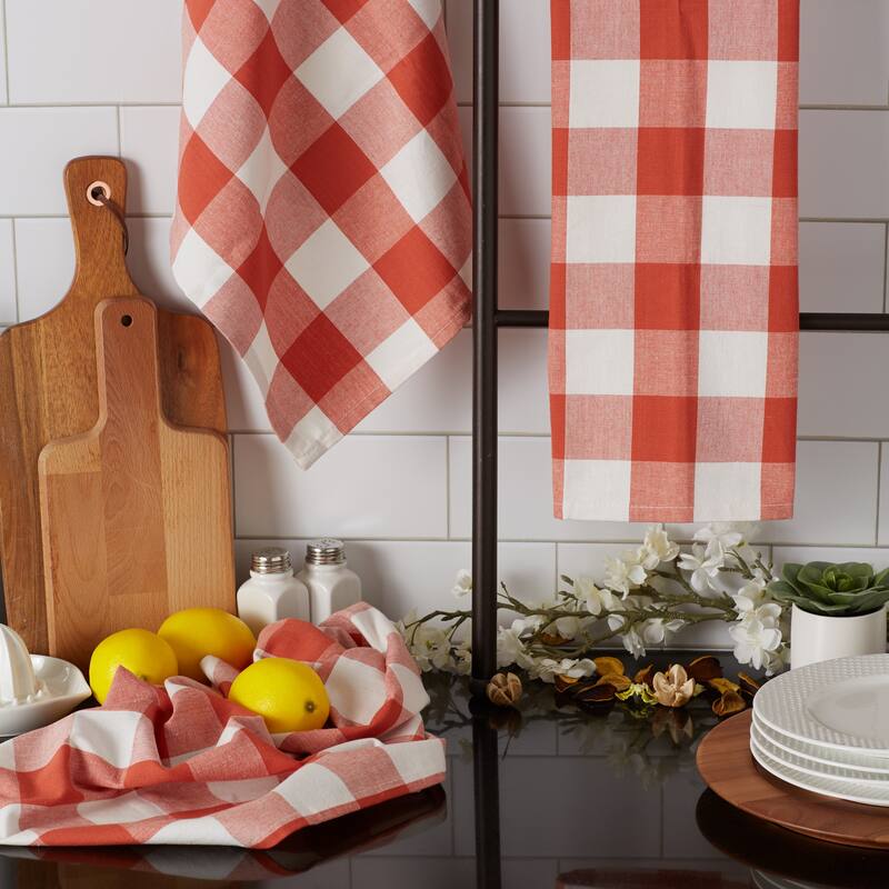DII Vintage Red Buffalo Check Dishtowel (Set of 3)