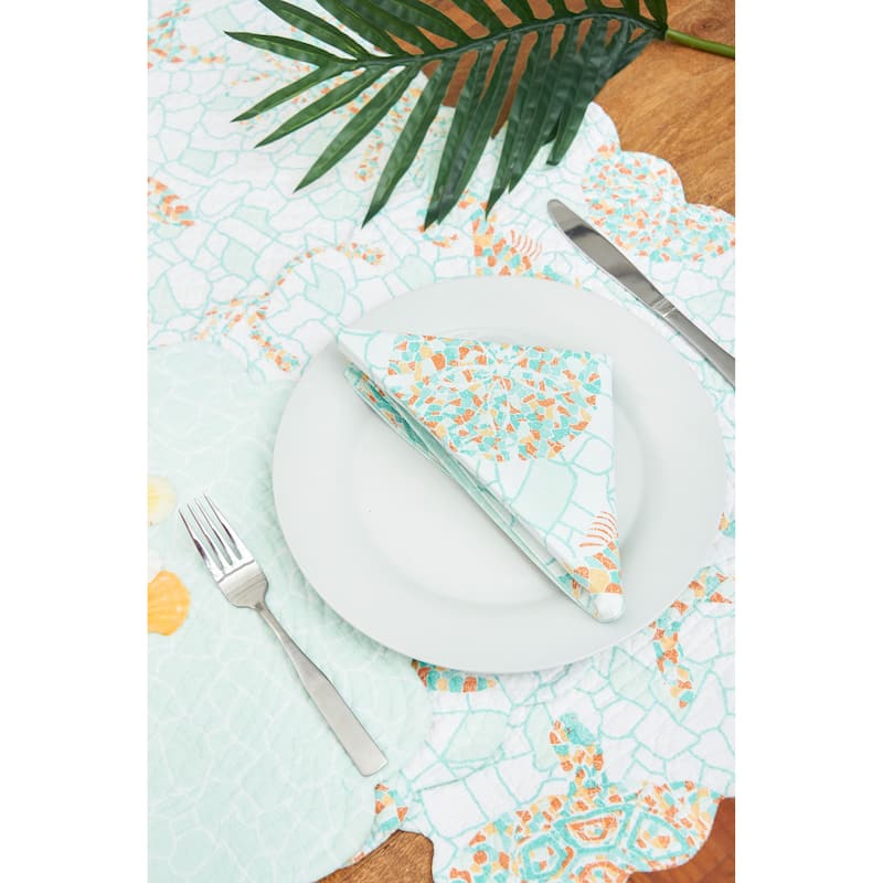 Grand Turks Cotton Quilted Rectangular Reversible Placemat Set of 6 - Set of 6