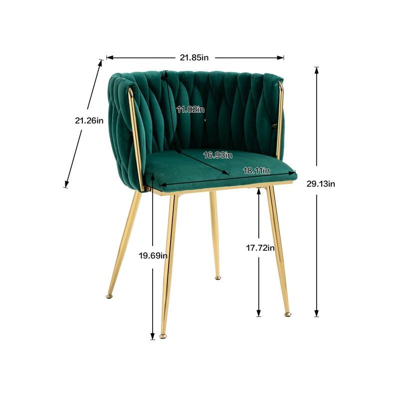 SEYNAR Modern Glam Velvet Dining Side Chair Set of 2 with Gold Metal Frame