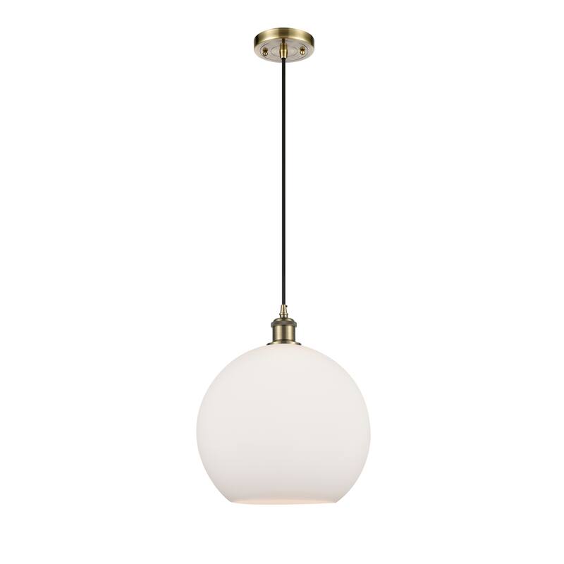 Innovations Lighting Ballston Athens 1 Light 12" Cord Hung Mini Pendant - Antique Brass/Matte White