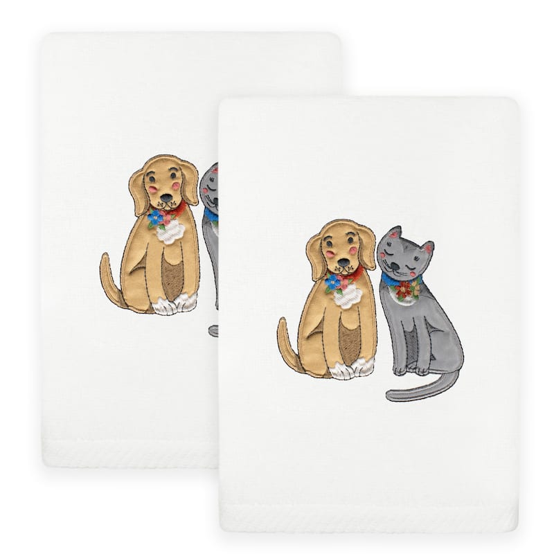 Authentic Hotel and Spa Spring Dog & Cat Turkish Cotton Hand Towels (Set of 2) - White