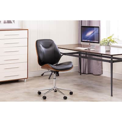 Porthos Home Izan Armless Swivel Office Chair, Chrome Base, PU Leather