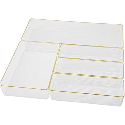 Flash Furniture BE-PB9085-G-5-MS Kerry 2" Tall Office Organizer Set - Clear / Gold