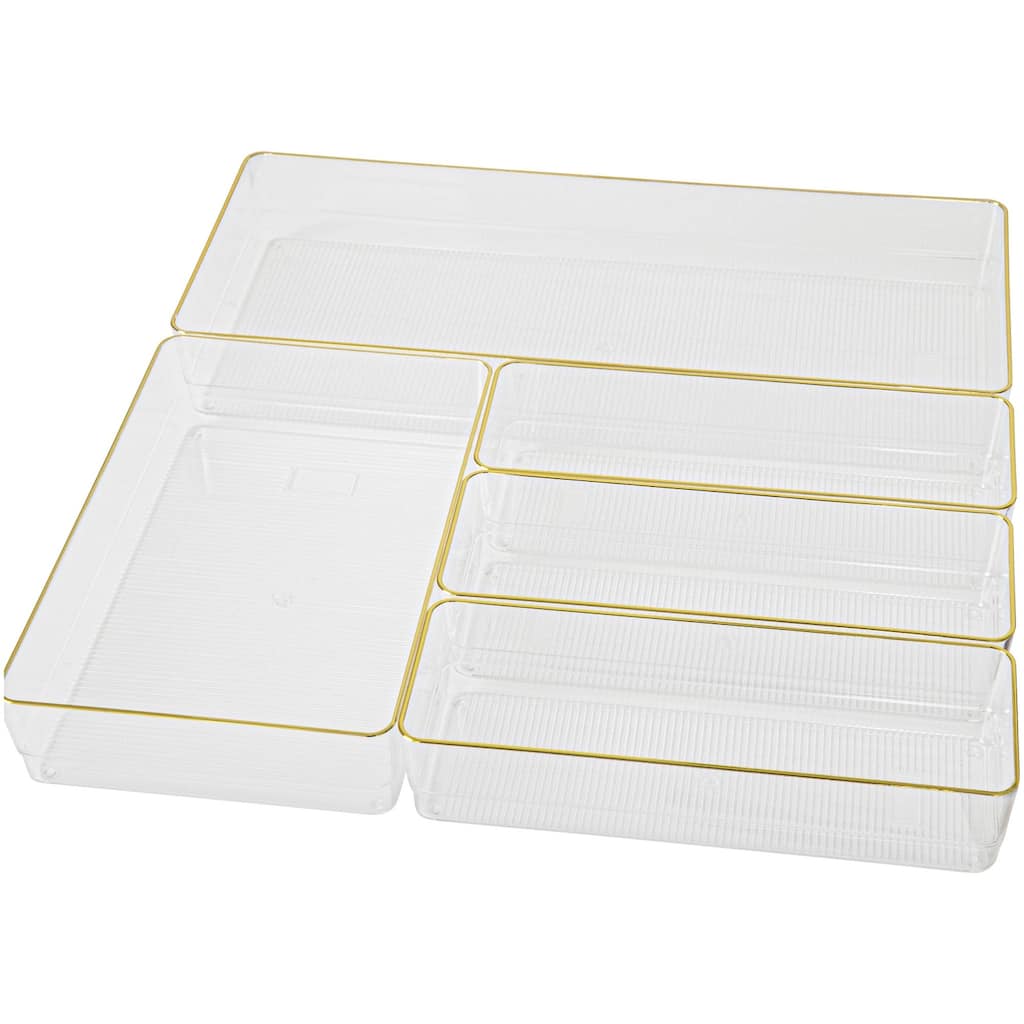 Flash Furniture BE-PB9085-G-5-MS Kerry 2" Tall Office Organizer Set - Clear / Gold